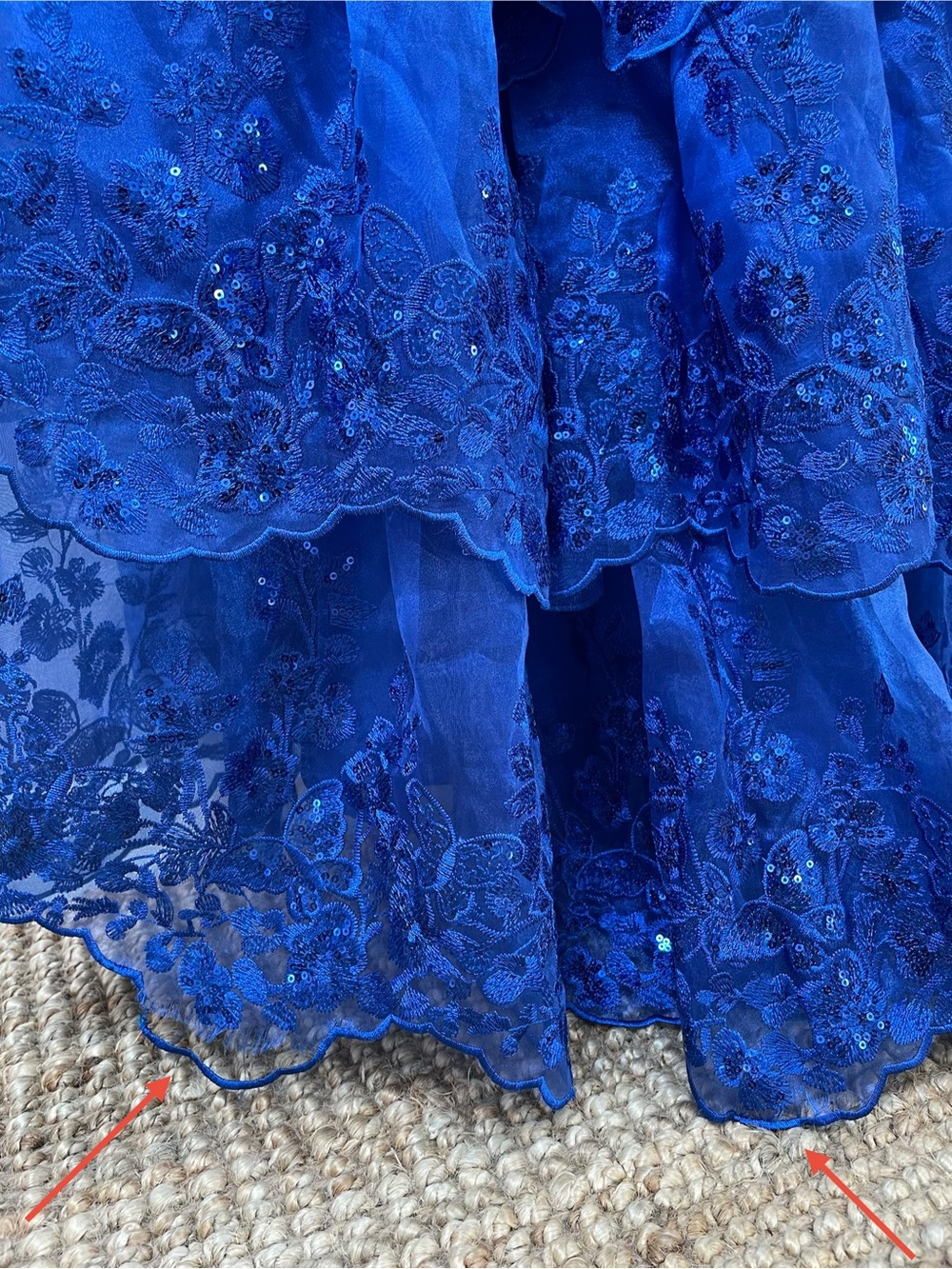 FLAWED Jovani Blue Prom Dress Sequin Corset High Slit Formal Pageant Gown, Sz 2 - Picture 12 of 14